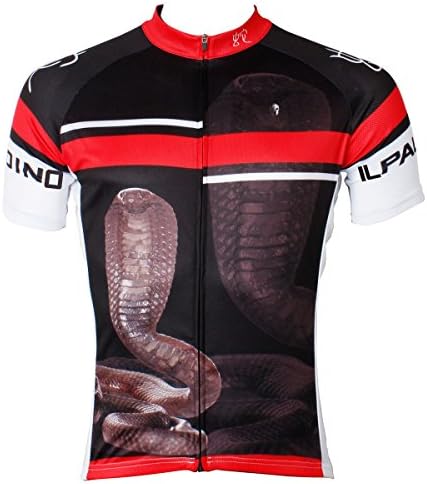 Ilpaladino Men's Cycling Jersey Short Sleeve Biking Shirts Breathable Snakes (XL, Black Mamba)