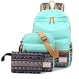 Artone Canvas Tribal Stripes Travel Daypack Campus Backpack With Crossbody Bag And Pencil Case Auqa Blue