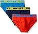 Diesel Men's 3-Pack Andre Cotton Stretch Brief, Charcoal/Green/Blue, Small