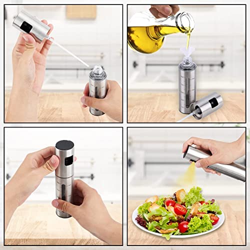 Portable 304 Stainless Steel Oil Sprayer - Sturdy Durable Olive Oil Sprayer Multifunction Kitchen Oil Spray Bottle With Brush Funnel Easy To Clean Suitable For Cooking, Baking, Grilling
