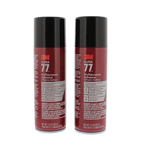 2 CANS 3M SUPER 77 GLUE MULTIPURPOSE ADHESIVE for FOIL PLASTIC PAPER FOAM METAL