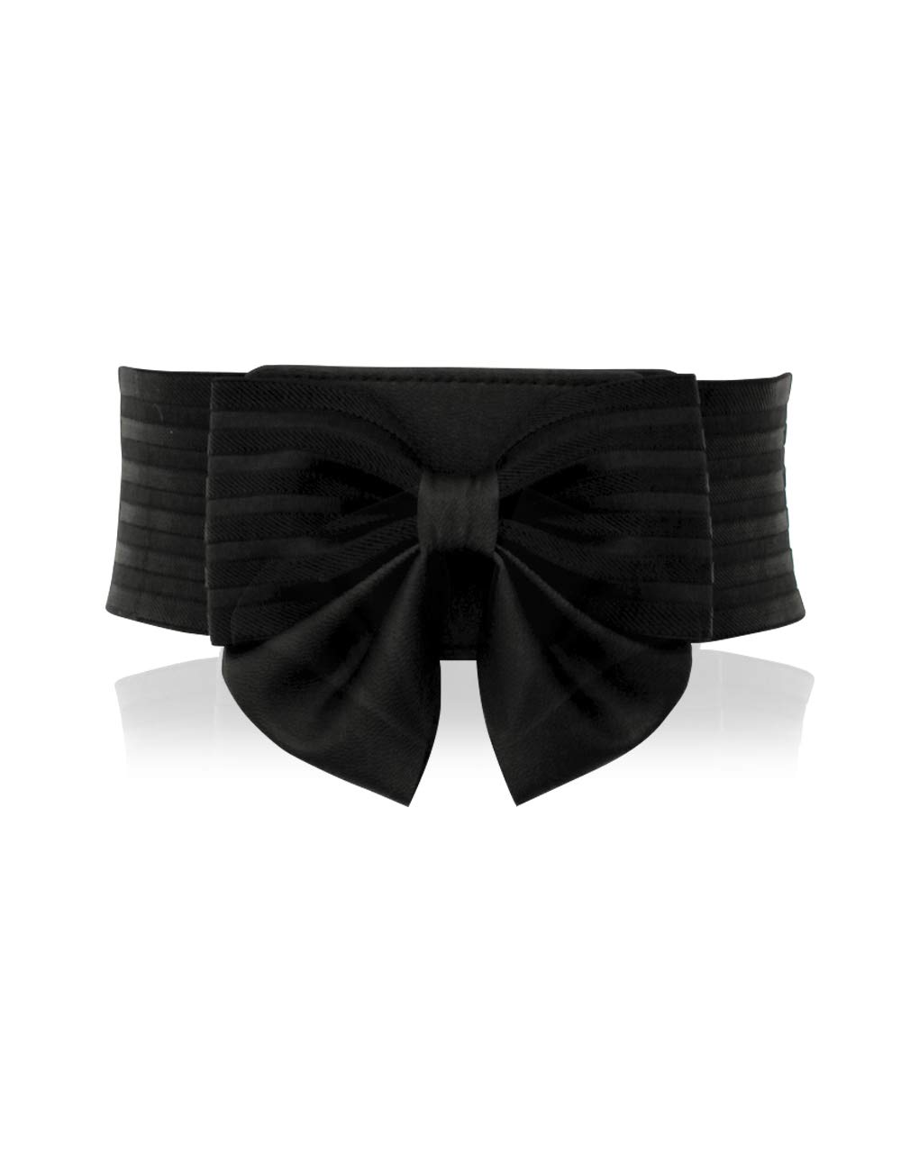 Women's Wide Elastic Bow Belt Cute Accessory for Dresses Black