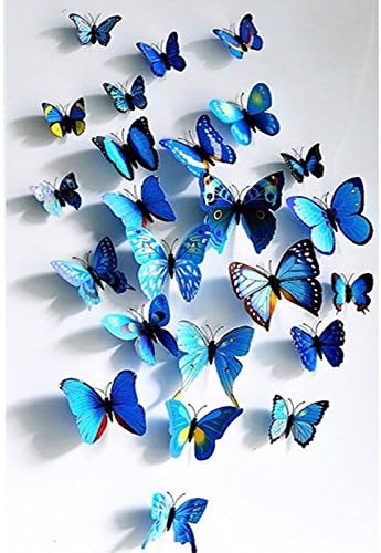 Amazon 泳輝合同会社 泳輝 マグネットついてる青緑蝶 部屋に蝶々飛んでるレインボー蝶 超かわいい 大きな 壁紙 立体 3d ウォールステッカー 12匹 ウォールステッカー オンライン通販