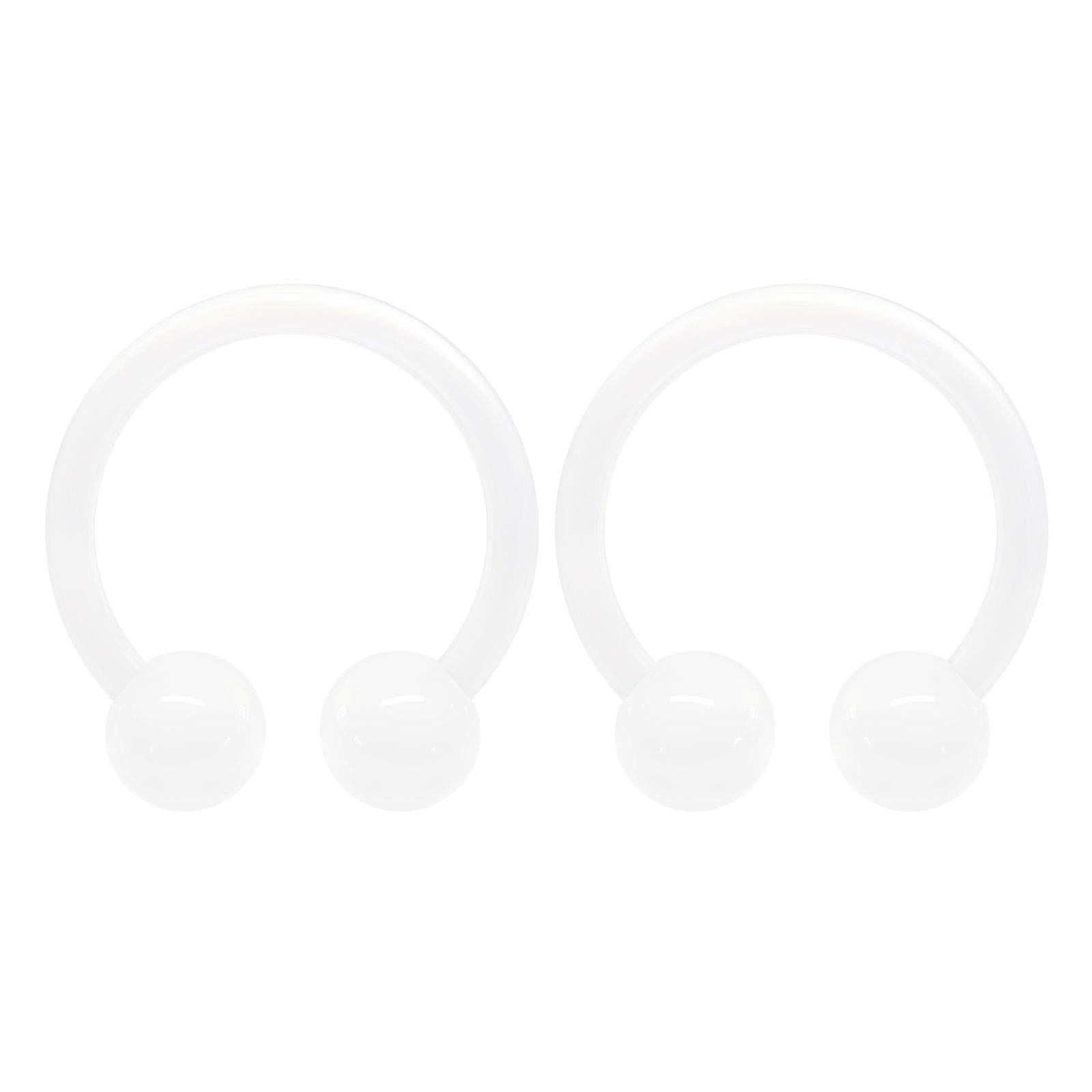 KJM FASHION 2 Pieces Transparent Bioflex Horseshoe Ear 1.2 mm 16 g Earrings 2 White