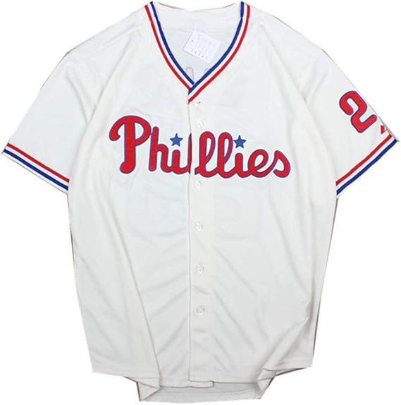 Amazon Co Jp フィリーズ 29アイバニーズメンズ野球シャツ刺繍刺繍ファン用半袖tシャツゲームチームユニフォームトップスボタン付きワンサイズホワイト 服 ファッション小物