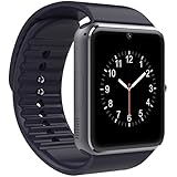 Qiufeng GT08 Smart Watch Smartwatch Bluetooth Sweatproof Phone with Camera TF/SIM Card Slot for Android and IPhone Smartphones for Kids Girls Boys Men Women(Black)