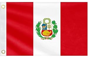 Double Sided Peru Boat Flag 12x18IN Peruvians Marine Small Flag Bright Colors Fade Proof Nylon Truck Motorcycle Banner with 2