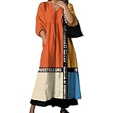 Nupucy Womens Fall Fashion 2025 Boho Floral Print V Neck Long Sleeve Maxi Dress Loose Flowy Plus Size Dresses with Pockets