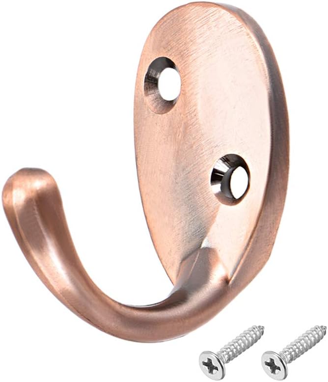 sourcing map Wall Mounted Hook Robe Hooks Single Coat Hanger Hanging, Zinc Alloy, Copper Tone, 1pcs-Copper Tone