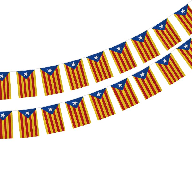 Pandiui23 Catalonia Flag 40-Piece Garland, 11.4M, Red and Yellow, 14 x 21 cm Rectangular Flags, Patriotic Decorative Banner for Indoor/Outdoor Use, Catalan Independence Occasion