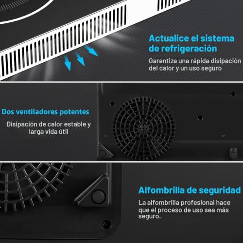 Aobosi Double Induction Hob, Induction Hobs, Independent Control, 10 Temperature Levels, 4 Hour Timer, 3500W, Safety Lock