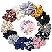 KECUCO 14 Colors Women's Chiffon Flower Hair Scrunchies Hair Bow Chiffon Ponytail Holder, Including 8 Colors Chiffon Flower Hair Scrunchies and 6 Solid Colors Chiffon Hair Ties (STYLE 1)