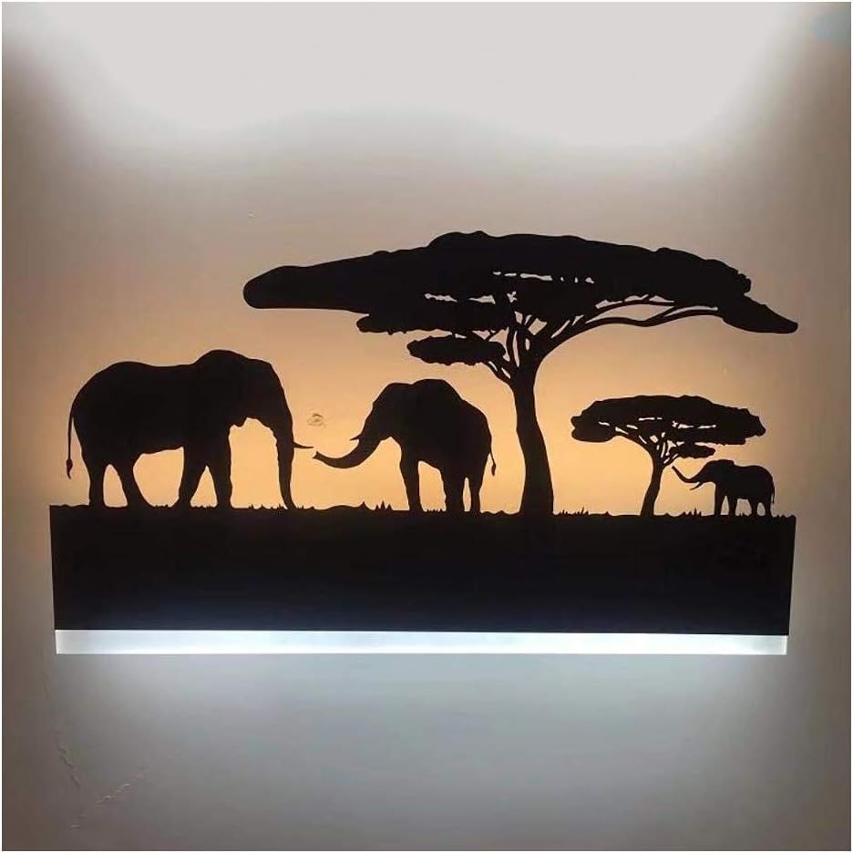 MDSQ 12W LED Wall Lamp Iron Elephant Light Body Mural Lamp for Bedroom
