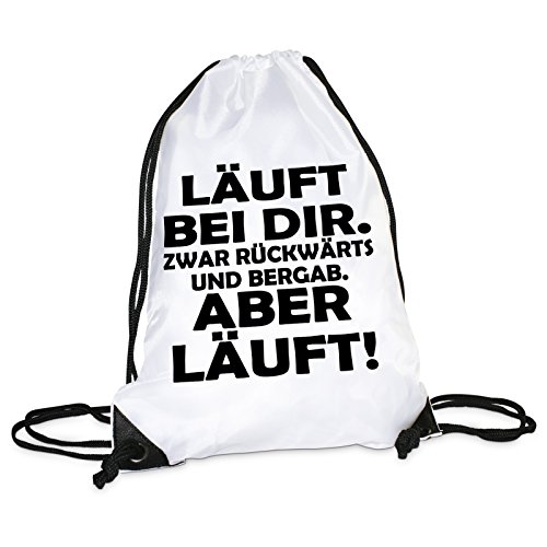 Lieblingsmensch Lieblingsmensch Turnbeutel Modell: Läuft bei Dir Bolsa de Cuerdas para el Gimnasio, 45 cm, Blanco (Weiß)