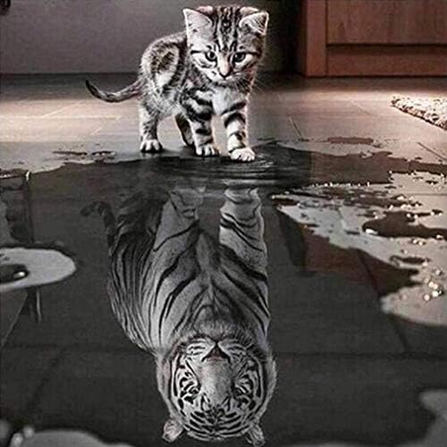 Windoson DIY 5D Diamond Painting Kit, Cat Tiger Diamond Painting Cross Stitch Embroidery Arts Craft Home Wall Decor (Cat)