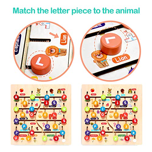 Montessori ABC Alphabet Game Toys for Toddlers Kids - Wooden Puzzle Learning Toys - Early Developmental Activity Encourages Fine Motor Skills and Color Recognition for Babies Ages 1 2 3 4 Years Old - Thumbnail 3
