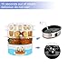 2018 Thanksgiving Gifts 3-Tiers Electric Steam Cooker, Vegetable Healthy Food, Home Kitchen Favor with Timer, 9.5 Quart & 800W