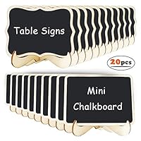 20 Pack Mini Chalkboards Signs with Support Easels, 2 Styles Small Blackboards Message Board Signs, Food Label, Place Card, Table Numbers, Favor Tag for Weddings Parties Event Decoration