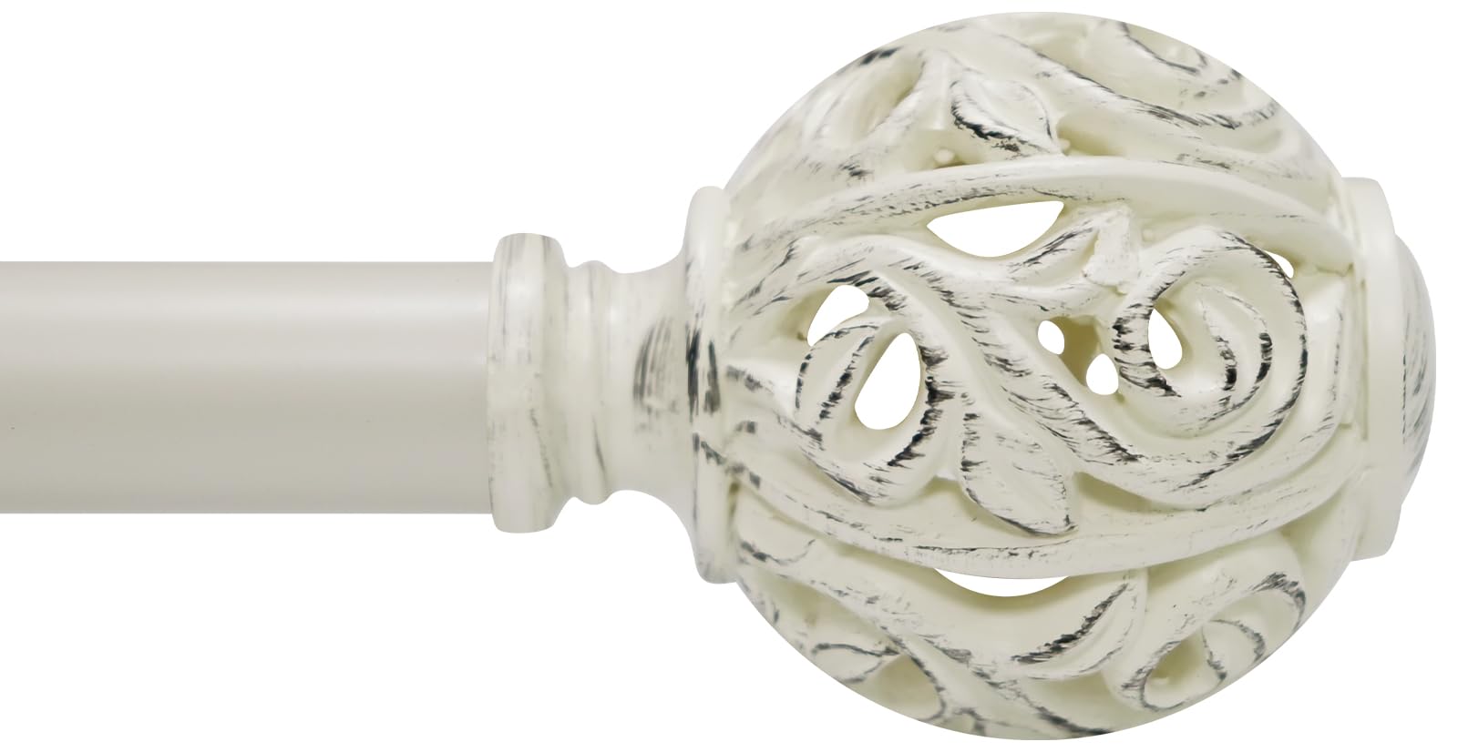 Photo 1 of 1 Inch Curtain Rod For Windows 48 to 84 Inches, Heavy-Duty Adjustable Decorative Curtain Rod With Rattan Leaf Hollow Finials For Bedroom And Living Room White