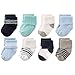 Luvable Friends baby boys Newborn and Terry Socks, Mint Navy Stripes, 0-6 Months US