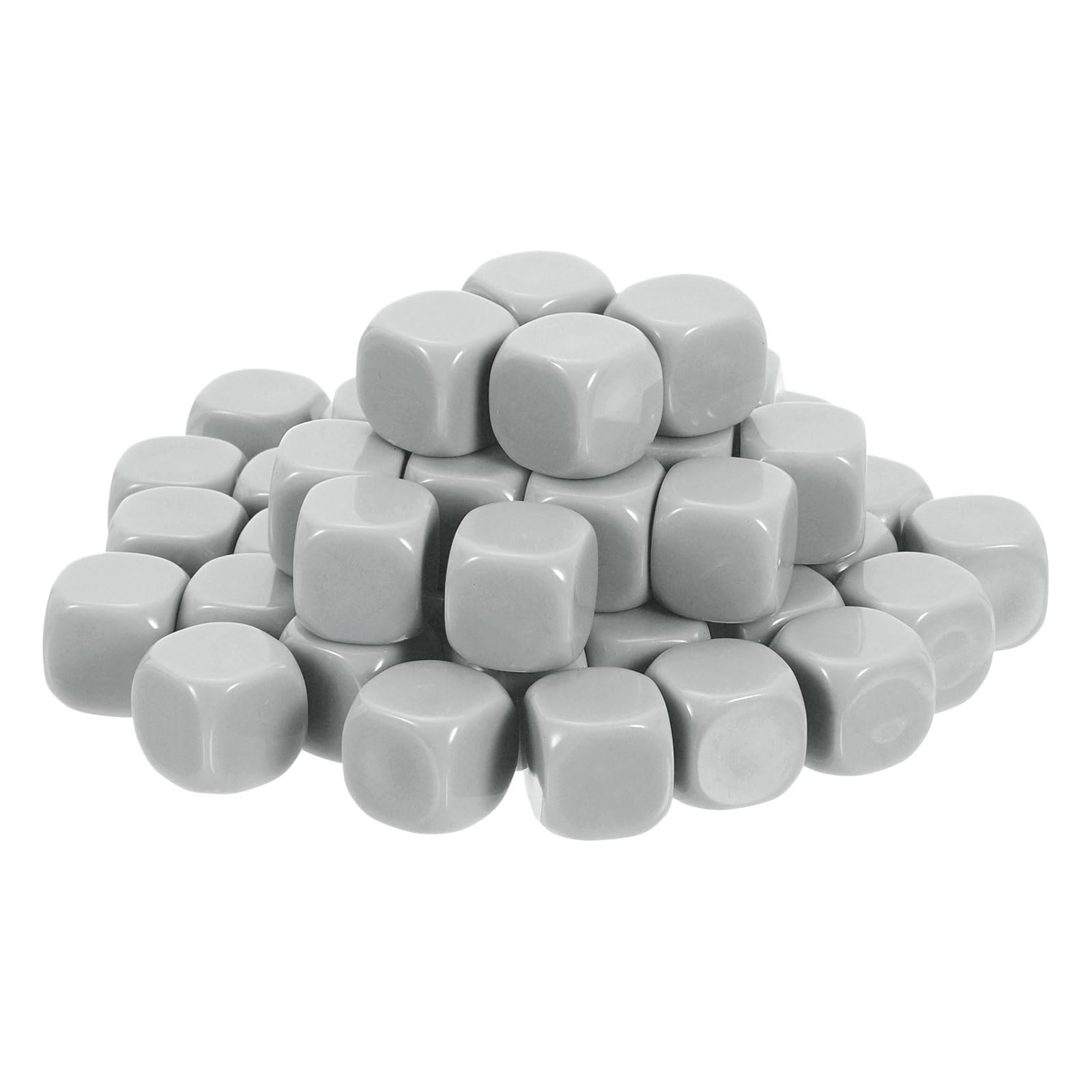 sourcing map 50Pcs Rounded Blank Six Sided Dice 16mm/0.6inch Acrylic Dice Cube with Smoothed Surface for Party Board Game DIY Craft Counting Teaching, Light Grey — image 1