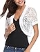Abollria Women Short Sleeve Floral Lace Shrug Open Front Bolero Cardigan White