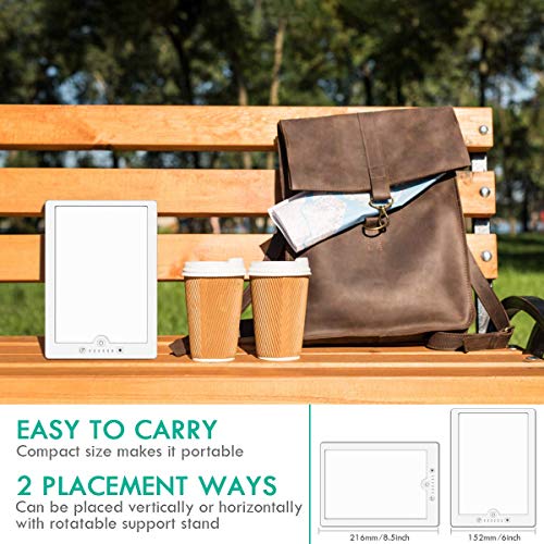 Light Therapy Lamp, PRITY HappyLight 10000 Lux LED Sun Light, 6 Timer Function, Touch Control with Stepless Brightness Levels, 90° Rotatable Standing Bracket, Memory Function for Home/Office Use