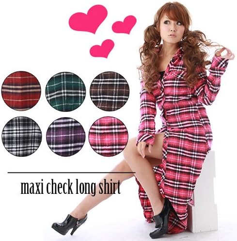 Amazon 大きいサイズ マキシ丈チェックロングシャツ 2l3l4l5l C001 5l ブラック ワンピース チュニック 通販
