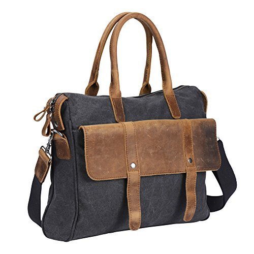 Wonder Youth Vintage Laptop Messenger Bag Briefcase Canvas Leather
