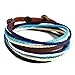 Handmade Multilayer Wraps Colorful Cords Leather Bracelet Blue