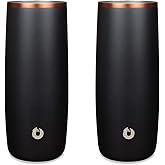 SNOWFOX Premium Vacuum Insulated Stainless Steel Cocktail Glass/Drink Tumbler, Set of 2, Drinks Stay Icy Cold, Thermal Highball Glasses, Elegant Home Entertaining, Classic Barware, 14.5 oz, Black/Gold