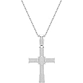 Dazzlingrock Collection 1.00 Ctw Round White Natural Diamond Mens Hip Hop Cross Pendant, in Real Solid Gold & 925 Sterling Silver