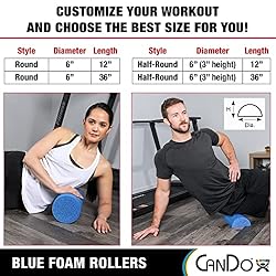 CanDo Blue PE Foam Rollers for Fitness, Exercise