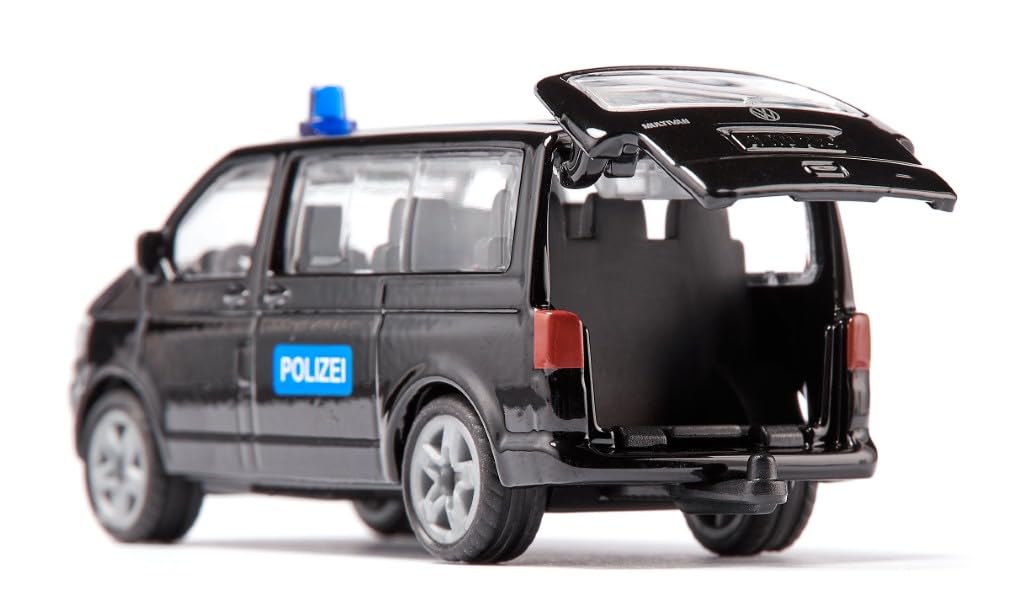 Siku 1548, VW T5 Sondereinsatzkommando, Metall/Kunststoff, Schwarz, Spielzeugauto für Kinder, Detailgetreue Gestaltung, Heckklappe zum Öffnen 2