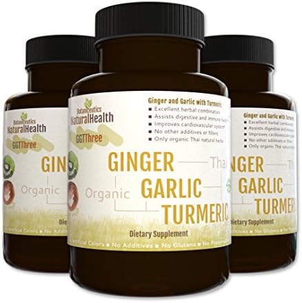 Botaniceutics GG&T - Organic Ginger, Garlic and Turmeric - 360 Capsules - 500 mg - 3 Bottle Pack - Circulatory health from natural ginger, turmeric curcumin, and garlic allium.