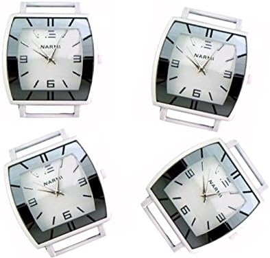 PlanetZia 2pcs Fancy Rectangle Ribbon Watch Faces for Your Interchangeable Beaded Bands TVT-4587 (White Paint)