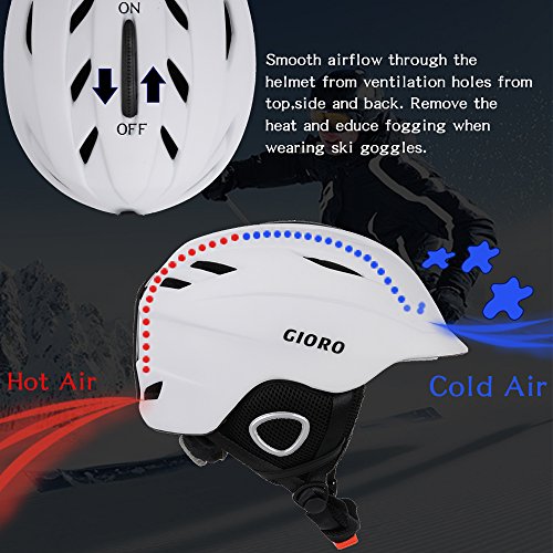 GIORO Multi Snow Sports Helmet,Unisex Adult Lightweight Outdoor Skiing Snowboard Helmet with Fleece Liner and Carrying Pouch (Matte Black, M)