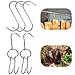 2pcs Stainless Steel Double Hooks + 3pcs S-Hooks for Bacon Hams Meat Processing Butcher Poultry Hook Hanging Drying BBQ Grill Cooking