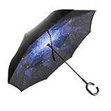 Inverted Umbrella & Reverse Umbrella, 711TEK Double-Layer Waterproof Straight Umbrella, UV Protection Inside-out Folding Umbrella for Car with C-Shaped Handle