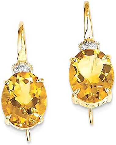 IceCarats 14k Yellow Gold Diamond Citrine Oval Drop Dangle Chandelier Earrings