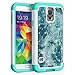 SYONER Galaxy S5 Case, [Rhinestone Bling] Defender Phone Case Cover for Samsung Galaxy S5 S V I9600 [Sea]