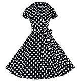 Maggie Tang 50 60s Vintage Swing Rockabilly Party Dress Black With White Dots L