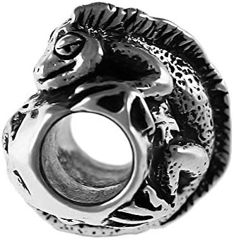 Detailed Iguana Handmade Sterling Silver Large Hole Charm Bead