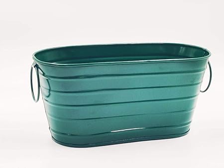 PLANTERS Large Metal Flower Pot/Planter with Ring for Railingiling Balcony Indoor Outdoor and Garden Decoration (14 Inch, Green)