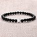 Jade cabbage Distance Relationship Bracelets for Couple-2pcs Black Matte Agate & White Howlite 6mm Beads