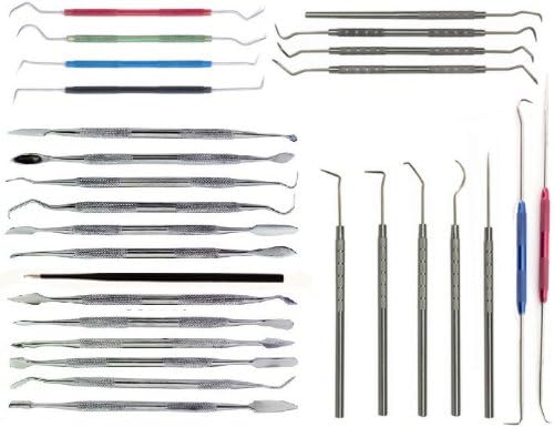 Professional Grade 28 Wax Probes Dental Jeweler Polymer Carving Clay Tool Set