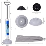 XREXS Toilet Plunger with 2 Suction Cups Large 15cm Small 6.3cm view 2