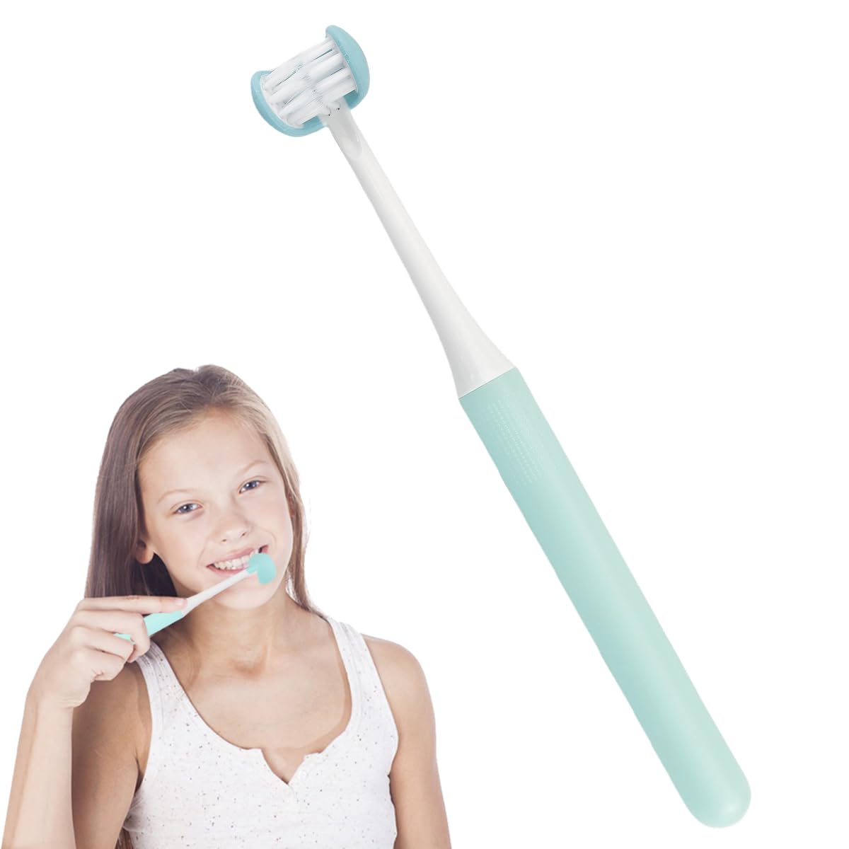 ZJIVQO 3 Sided Toothbrush 3- Sided Manual Toothbrush Soft Toothbrush Large Angel Teeth Care Brush U- Shaped Three Bristle Travel Toothbrush for Adult Kid Teeth Care