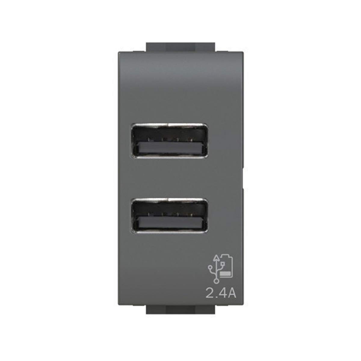 4Box, USB 2.4, USB Wall Socket 2.4 Ampere, Compatible with Bticino Livinlight, Anthracite