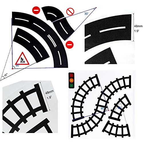 Play Road Tape Traffic Sign DIY Curves Tape 1.9" Width Railway Train Track Removable Sticker For Toy Car, Kids Development, Learning Play On Floor and Wall, Birthday and Holiday Gift